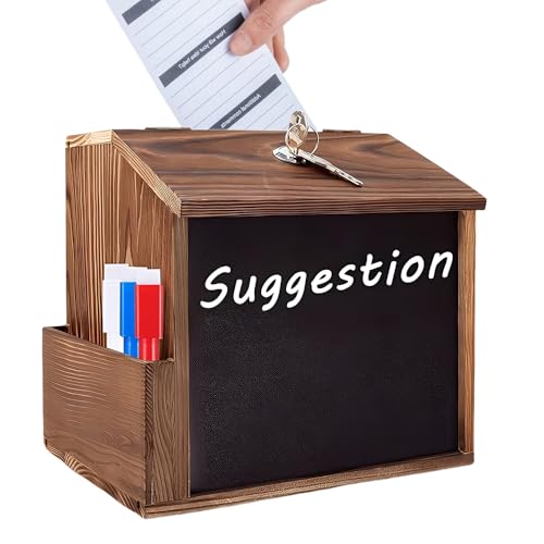 Vorschlagsbox, Spendenbox Abschließbar mit 2 Schlüsseln, Spendenbox Briefkasten zur Wandmontage Mit 3-Farben-Tafelstift, Briefkasten Holz, Kummerkasten für Vorschlag, Spende, Stimmzettel Vorschlagsbox, Spendenbox Abschließbar mit 2 Schlüsseln, Spendenbox Briefkasten zur Wandmontage Mit 3-Farben-Tafelstift, Briefkasten Holz, Kummerkasten für Vorschlag, Spende, Stimmzettel