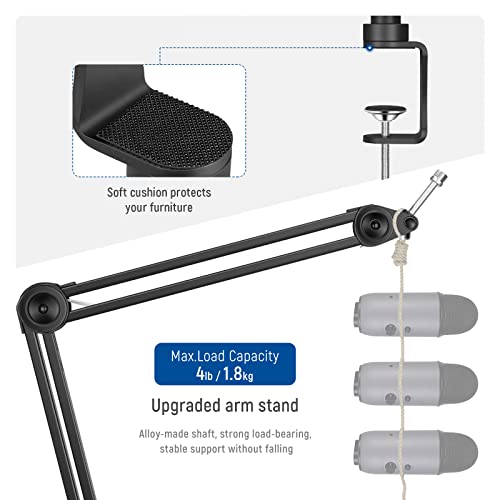 Neewer Microphone Arm Stand, Heavy-Duty Mic Arm Microphone Stand Suspension Scissor Boom Stand With 5/8” To 3/8” & 5/8” To 1/4” Screw And Cable Tie Compatible With Blue Yeti/Snowball/Quadcast (Medium) #TOP4