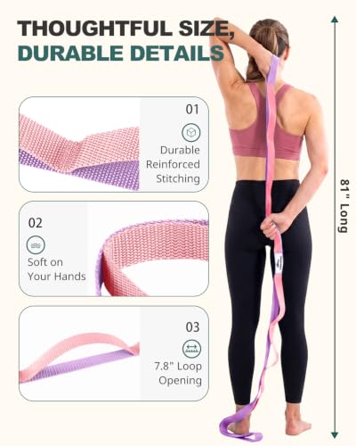 Image of Trideer Stretching Strap with Loops & Leg Lifter, Non-Elastic PT Strap | Leg Lifter Mobility Aid, Non-Elastic PT Stretching Strap, Multi-Loop Grip Control, Home Recovery Support