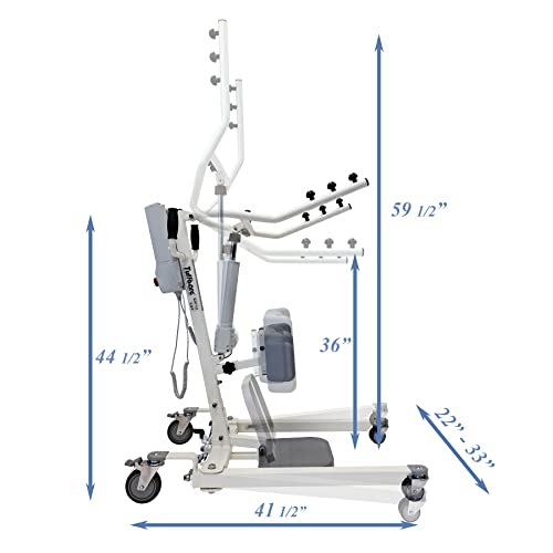 Tuffcare Stand Up Electric Patient Lift - Sit to Stand, Standing Lift, Rhino Lift with Manual Low Base - with Standing Sling (Medium) and Buttock Strap, 380 lb. Weight Capacity - Thumbnail 5