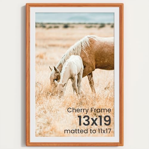 13x19 Picture Frame,Natural Solid Cherry Wood Photo Frame|HD-Tempered Glass