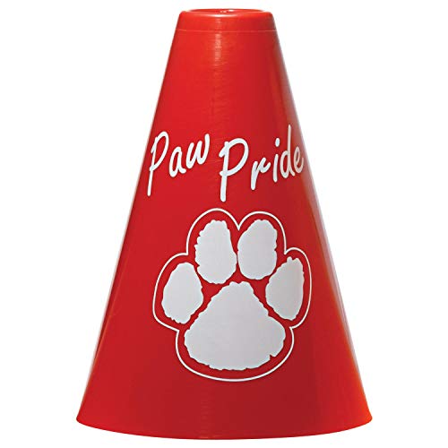 Anderson's Exclusive Red and White Paw Pride 7" Megaphone Noisemaker Boost School Spirit Cheerleader Sports Football Basketball Homecoming Squad Team Party Dance Club Performance Fan Pack of 10