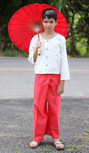 RaanPahMuang Thai Fisherman Boys Girls Loose Yoga Pirate Harem Calça Unissex Wrap, Algodão forte - B