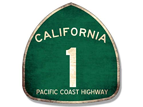Imán decorativo 4 x 4 pulgadas Vintage Pacific Coast Highway