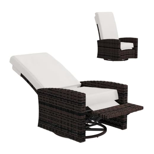 Outsunny Outdoor Wicker Swivel Recliner Chair, Reclining Backrest, Lifting Footrest, 360° Rotating Basic, Water Resistant Cushions for Patio, Khaki