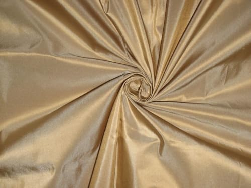 Taffetas soie beige doré 137 cm coupon tissu couture haut de gamme