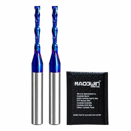 2Pcs Compression Spiral Router Bit 1/4" Shank CNC Woodworking Tool
