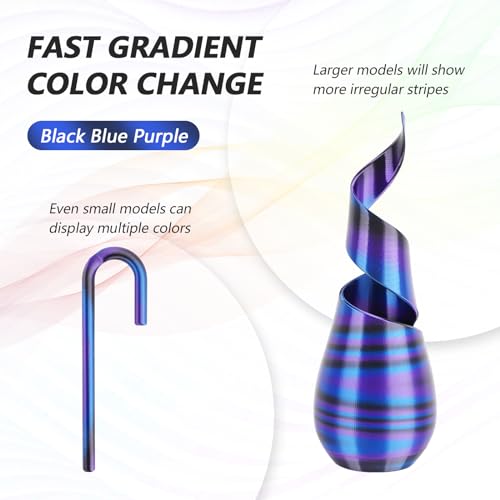 Image of AMOLEN Silk PLA 3D Printer Filament, Shiny Multicolor Rainbow PLA Filament 1.75mm, Fast Color Change PLA 3D Printing Filament for Most FDM 3D Printer, Black Blue Purple, 1kg (2.2lbs)