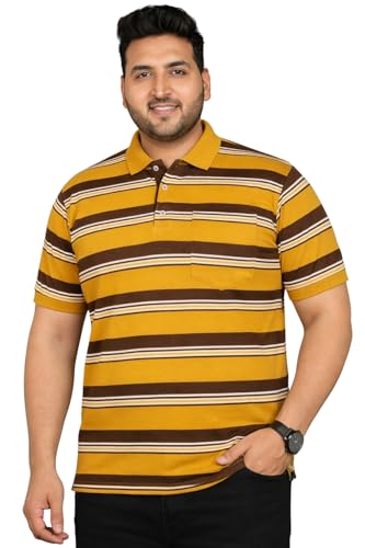 Image of INKKR Plus Size - Men Striped Polo Neck Tshirt
