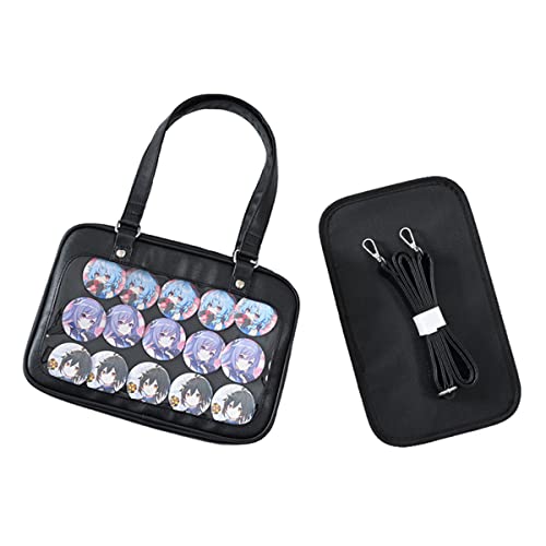 [kimorebi] 痛バッグ 痛バ ショルダーバッグ トートバッグ クリアバッグ 見せバッグ 推し活 デコバッグ 缶バッジ ハンドバッグ 2way 通勤通学 イベント Black