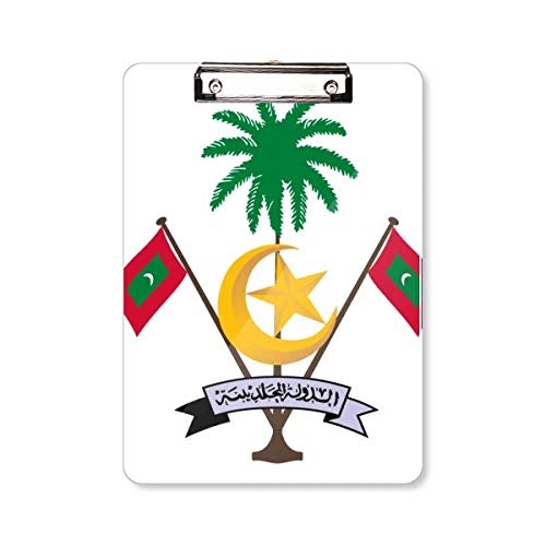 Porte-bloc Maldives Asie A4 rigide de qualité supérieure avec emblème national gravé