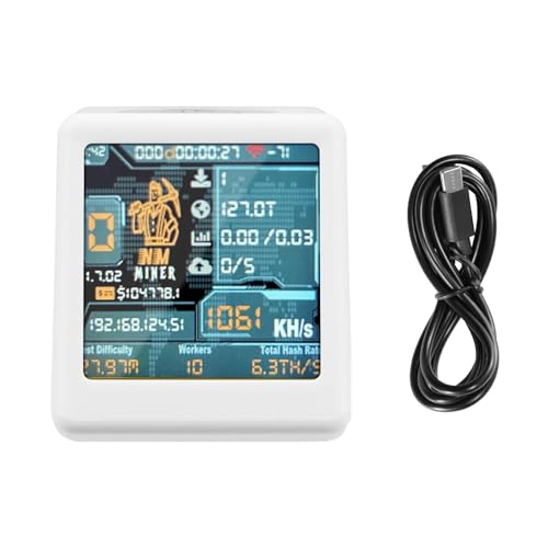 Bitcoin Lottery Miner NM-TV ESP32 TFT Solo Lottery Miner with Touchable 1.54″ Smart Display, ESP32 Development Board, 1060 KH/s Hashrate, Standalone BTC Mining,Small Desktop TV Clock, White