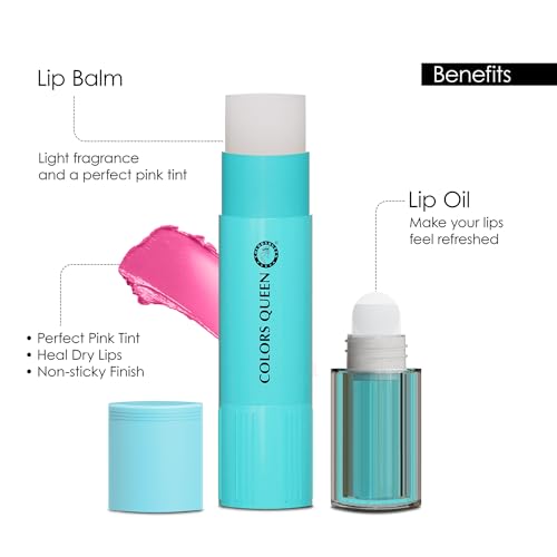 Image of Colors Queen Magic Color 2 in1 Lip Balm & Lip Oil - Icy Cool, 4.5g | Nourishing & Moisturizing Balm for Dry and Chapped Lips | Tinted Lip Balm for Women Enriched with Shea Butter & Vitamin E