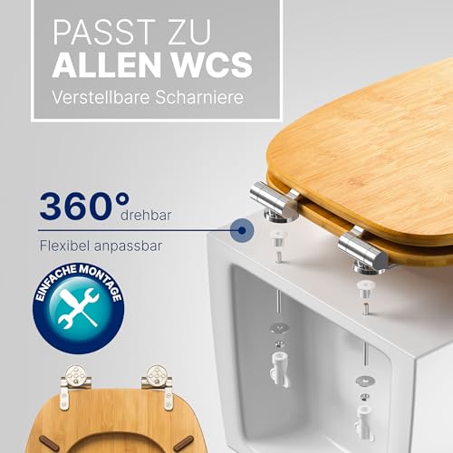 ADOB WC Sitz Klobrille Bambus dunkel aus echtem Bambus mit Absenkautomatik Bamboo natur, 33325