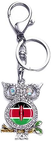 Wedarego 3D Kenya Flag Owl-Shaped Metal Keychain Keyring Souvenir Bag Decoration Men Women Pendant Accessories Gift image 4