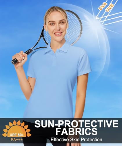 Image of Casei Womens Shorts Sleeve Polo Golf Shirts Quick Dry UPF 50+ Tennis Pickleball Top Collared Casual Work Athletic Shirts