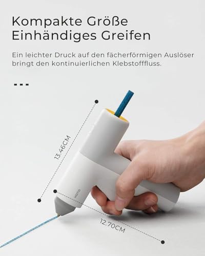 HOTO Heißklebepistole Akku Heissklebepistole, 30s Schnell Aufheizen Klebepistole, Typ-C Hot Glue Gun mit 10 Klebesticks, Heißklebepistole Kabellos für DIY, Haus & Büro Reparatur