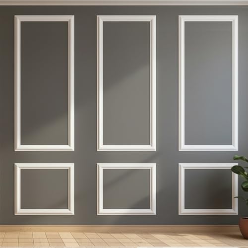 Tonho Dawnhawk Pre-Cut Wall Molding Kit Wainscoting Panels Peel and Stick Paintable & Ready-to-Assemble Wall Moulding Panel for Living Room Bedroom Hallway Kitchen Island 3 Set 54 x 24 in