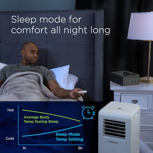 Image of Westinghouse 10,000 BTU Air Conditioner Portable For Rooms Up To 300 Square Feet, Portable AC with Home Dehumidifier, 3-Speed Fan, Programmable Timer, Remote Control, Window Installation Kit, White
