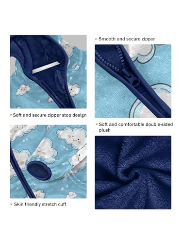 Cute Cloud Blue Sky Girls Fleece Jacket Girls Fall Jacket Boys Coats Zip Up Hoodie Children Sherpa Warm Outerwear 2-10T3