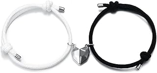 2 pcs Bracelets Aimantés en Forme de Cœur pour Couple - Porte-bonheur Amoureux - Multicolore2 - Bracelet Magnétique Bohème en Métal pour Homme et Femme