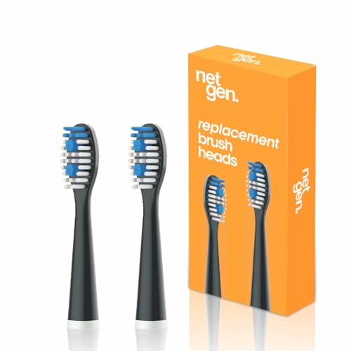 NetGen Replacement Sonic Toothbrush Heads | Soft and Comfortable Electronic Brush | Compatible with All NetGen Toothbrush Models | Black - Pack of 2