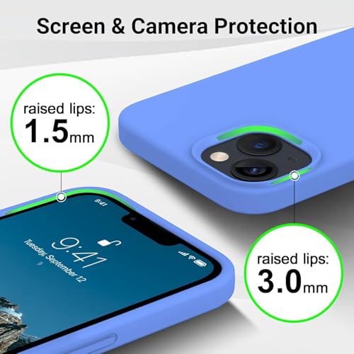 Image of DIZORO Silicone Back Case for iPhone 14 Plus, Soft-Touch Phone Microfiber Silicone Back Cover for iPhone 14 Plus-Azure
