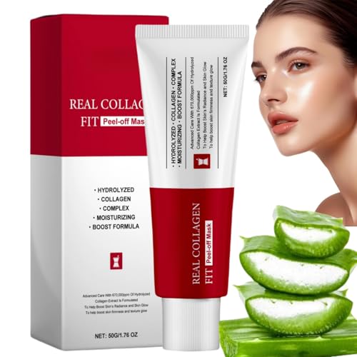 Real Collagen Fit Peel Off Facial Mask,Collagen Night Wrapping Mask,Peel Off Facial Mask for Elasticity,Collagen Face Mask for Women,Hydrating Face Masks Skincare,Korean Skin Care-Deep Hydration Care