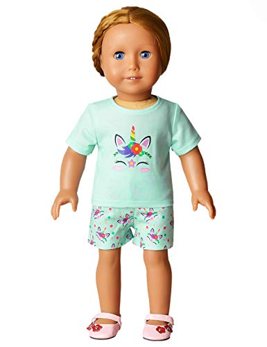 Childrenstar Matching Girls&Doll Pajamas Summer Unicorn Pjs Sets 18-Inch Dolls Night Shirts,Size 8 9 #TOP5