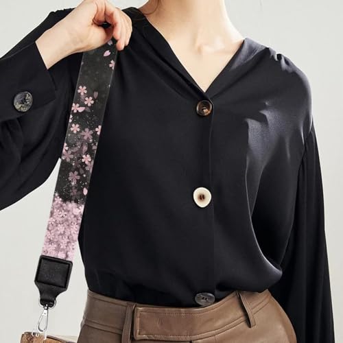 Image of Coldinair Cherry Blossom Purse Straps Replacement Pink Floral Flowers Crossbody Bag Strap Adjustable Wide Guitar Straps for Handbags Luggage Strap