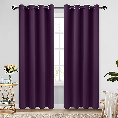 Image of COSVIYA Grommet Room Darkening Purple Curtains 84 inch Long for Bedroom | Light Blocking Insulated Thermal Curtains for Living Room, Blackout Thick Polyester Window Drapes,52x84 inches, 2 Panels