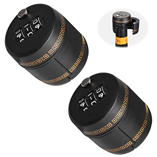 GiReich 2 Piezas Vino Botella de Whisky Contraseña Cerradura Guardar, Profesional Botellas Tienda Tapón Wine, Tapón de Vino Bloque de Código de Contraseña de 3 Dígitos para Proteger El Vino Tinto