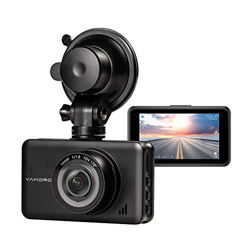 Yamdrok Dash Cam 1440p UHD Car Dash Cam with 170° Wide Angle, CMOS Starlight Night Vision, 3 Inch IPS Screen Car Cam with Loop Recording, Collision Locking, Parking Monitoring, License Plate, PC Cam