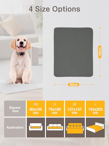HezzLuv wasserdichte Hundedecke, Sofa Bettdecke Haustierdecke Anti-Rutsch Matte Möbelschutz, Waschbar, Kratzfest, Tierfellresistent, für Welpen, Große Haustiere, Hunde und Katzen (80x100cm)