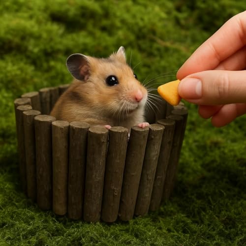 Image of SIMENA Wooden Hamster Suspension Bridge Toy, Hamster Fencing, Natural Climbing Ladder for Dwarf Hamsters, Syrian Hamsters, Mice, Gerbils & Small Pets (Natural, 19.7 inch)