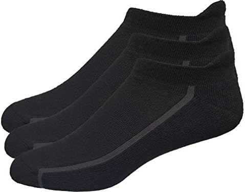 High Falls Footwear Mens 3-Pack No Show Tab Golf Socks (X-Large, Black)