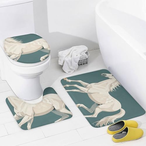 Ensemble rideau de douche cheval blanc premium et accessoires de bain - 5