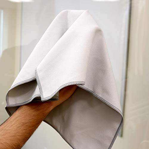 Arkwright Microfiber Suede Glass Cloths - (Pack Of 12) Absorbent Dish Drying Cloth, Cleaning Towel Set Perfect For Home, Kitchen, Gym, Cars, And Glass, 16 X 16 In, Grey #TOP3