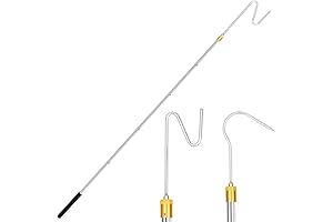 30%-74 Inch Adjustable Extension Pole Hooks, High Reach Garment Closet Hook Pole