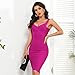 HQBORY Women's Spaghetti Strap Celebrity Bodycon Bandage Dress Knee Length Party Pencil Dress (XS,Fuchsia)