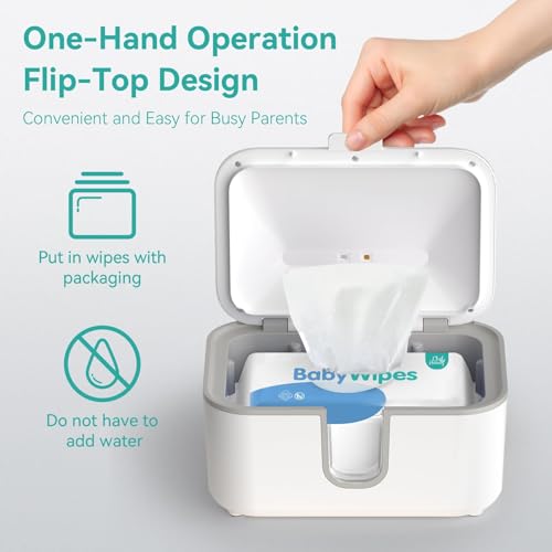 Chefhandy Wipe Warmer, Baby Wipe Warmer with UV Sanitizer, Diaper Wipe Warmer, Wet Wipes Dispenser with 3 Heating Modes, Night Light, Large Capacity, and One-Handed Operation (White)