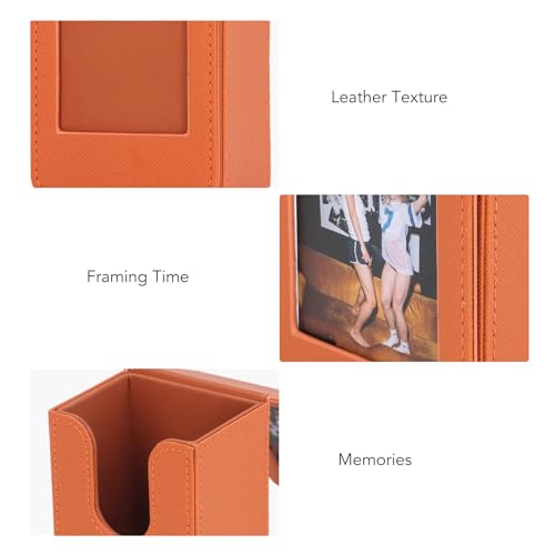 GOWENIC Photo Storage Case, Large Capacity PVC 50 Sheets Photocard Storage Box, Magnetic Closure for Photography Collections (Brown)