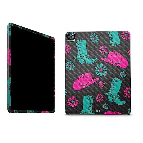 Image of MightySkins Carbon Fiber Skin Compatible with Apple iPad Pro 12.9 inch M2 6th Gen (2022) Full Wrap Kit - Neon Cowgirl | Protective, Durable Textured Carbon Fiber Finish | Easy to Apply | Made in The USA