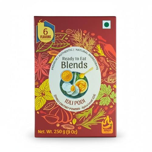Image of 6Flavors Idli Podi Powder 250g | Chutney Powder | Podi Masala South Indian | Gunpowder Podi for Idli, Dosa & Rice | No Onion No Garlic | No Preservatives | Flavor: (Spicy & Hot)
