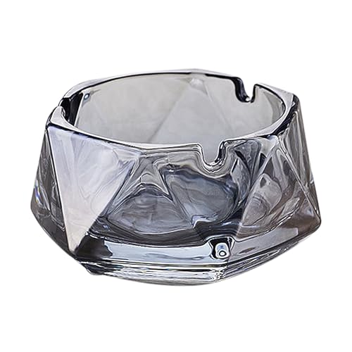 Portable Crystal Ashtray, Glass Ash Tray for Cigarette Cigar, Clear Ashtrays Suitable for Outdoors, Indoors, Home, Bar, Office 8.5x4.5cm - Blue