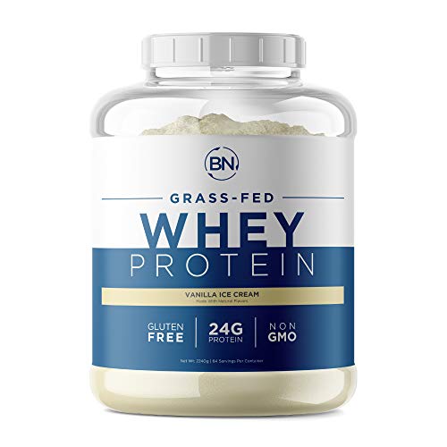 Grass Fed Whey Protein Vanilla 5lb - 100% Pure and Natural - 5lb/64 Servings - 24g Protein - Cold Processed Undenatured - Non-GMO - rBGH-Free - Happy Healthy Cows USA