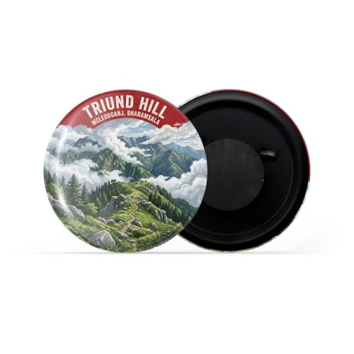 Image of dhcrafts Fridge Magnet Multicolor Himachal Pradesh Triund Hill Mcleodganj Dharamsala Glossy Finish Design Pack of 1 (58mm)