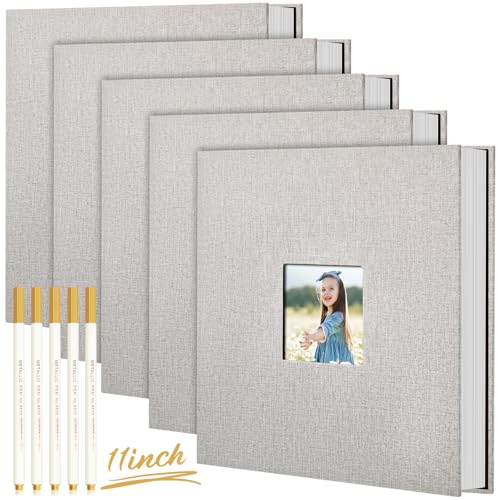 Image of Jetec 5 Pcs 11 x 10.6 Inch Large Photo Album Self Adhesive,Light Gray