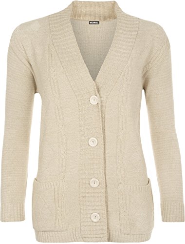Image of WearAll Plus Size Womens Button Long Sleeve Pocket Top Ladies Knitted Cardigan - 4-22