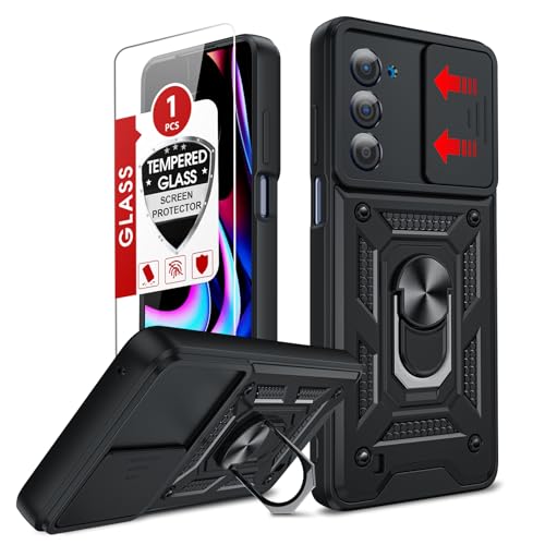 LeYi for Motorola Edge-5G UW 2021 Case: Motorola Edge 2021 Case with Slide Camera Cover and Screen Protector, Heavy Duty Armor Cell Mobile Phone Cover para Ring Kickstand Moto Edge 5GUW 2021, Black